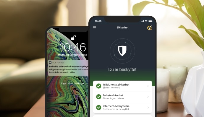 En Mobile Security-app som vises på to mobilenheter